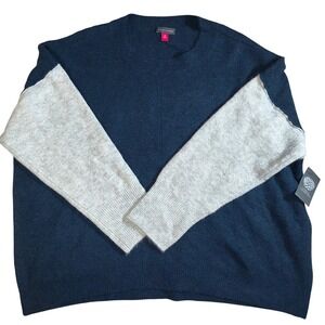 Vince Camuto Women's XL‎ Colorblock Knit Sweater Vintage Blue Gray NWT